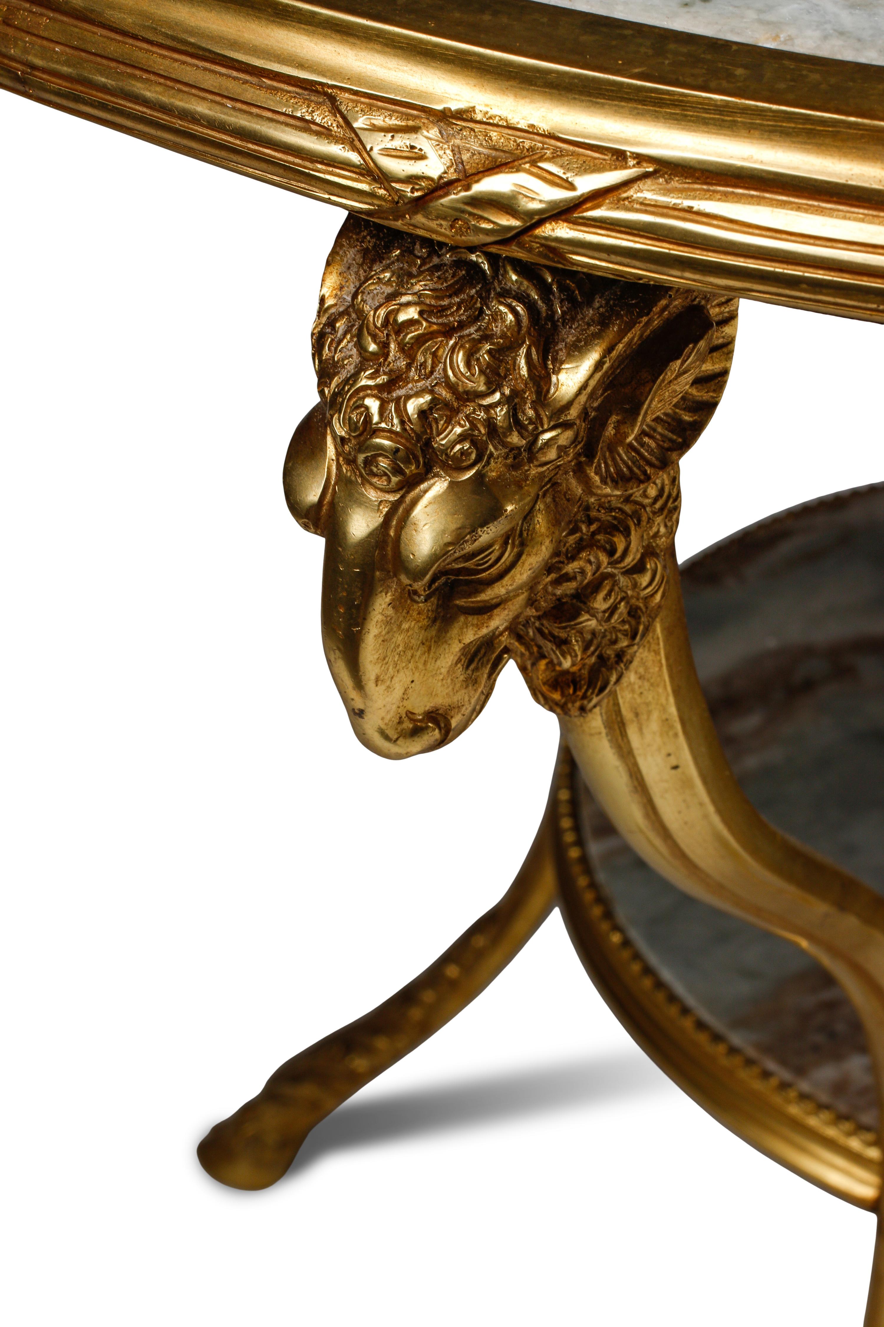 A Pair of Louis XVI Style Gilt Bronze and Marble Gueridons