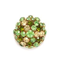A Weiss Green Rhinestone Brooch, 2" x 2".