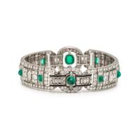 ART DECO, EMERALD AND DIAMOND BRACELET