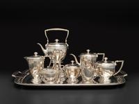 An American Silver Seven Piece Tea and Coffee Service with Matching Tray