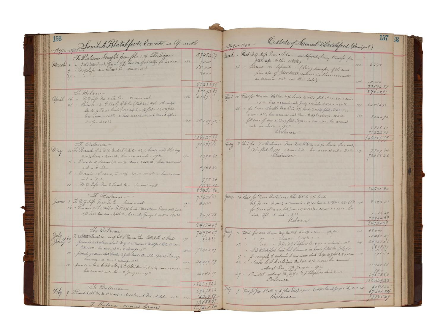 [US SUPREME COURT]. Blatchford family archive including documents, ledgers, photographs, and a silk menu signed by President Chester A. ARTHUR (1829-1886) and Supreme Court Justice Samuel Blatchford (1820-1893).
