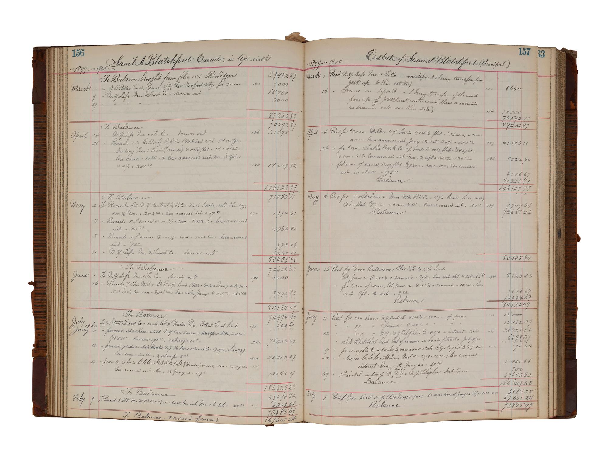 [US SUPREME COURT]. Blatchford family archive including documents, ledgers, photographs, and a silk menu signed by President Chester A. ARTHUR (1829-1886) and Supreme Court Justice Samuel Blatchford (1820-1893).