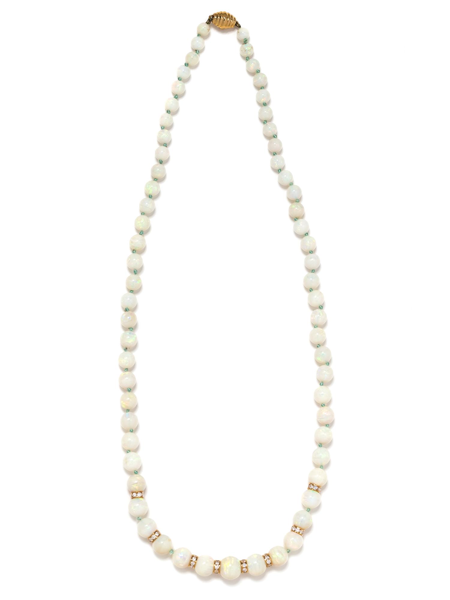 OPAL AND DIAMOND BEAD NECKLACE