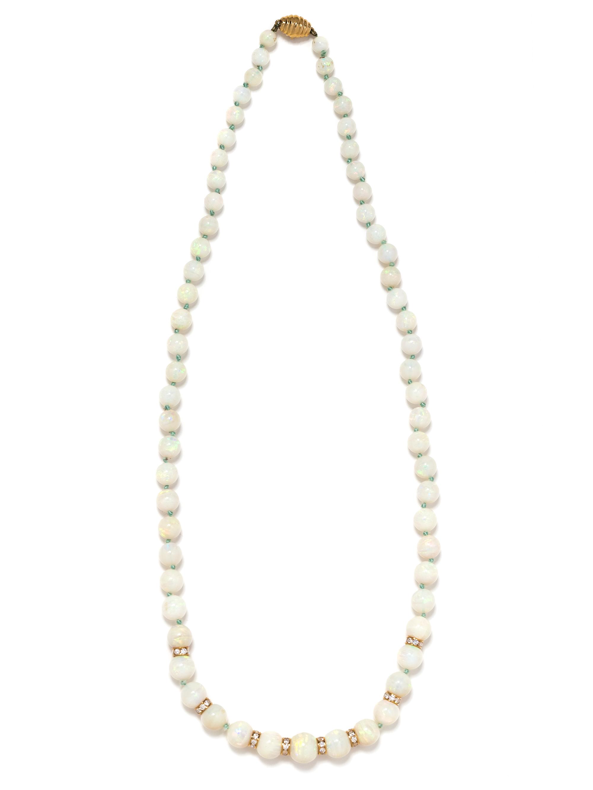 OPAL AND DIAMOND BEAD NECKLACE