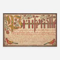 Attributed to the Oley Township Artist A Fraktur: Vorschrift for Samuel Kauffman, dated "11 June 1825"