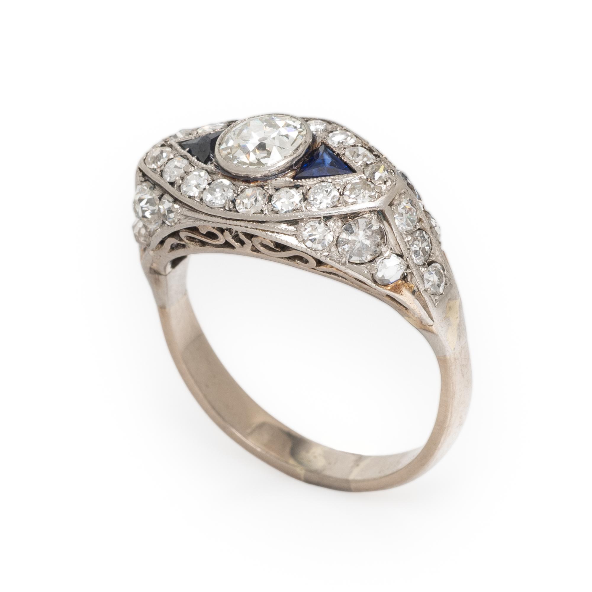 Art Deco, Diamond and Synthetic Sapphire Ring