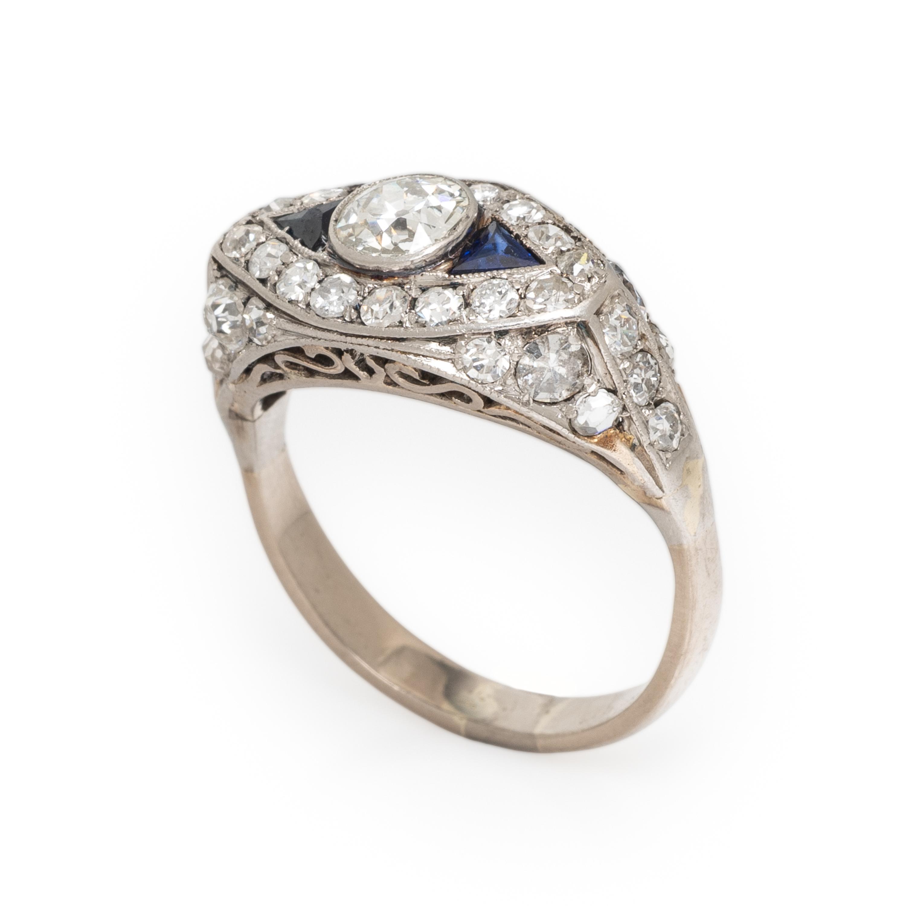 Art Deco, Diamond and Synthetic Sapphire Ring