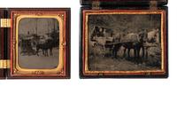 [EARLY PHOTOGRAPHY]. 5 ambrotypes and tintypes featuring horses and/or buggies, most in Union cases