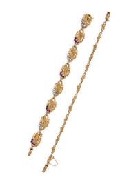 FRENCH, ART NOUVEAU, YELLOW GOLD, RUBY AND PEARL CONVERTIBLE NECKLACE