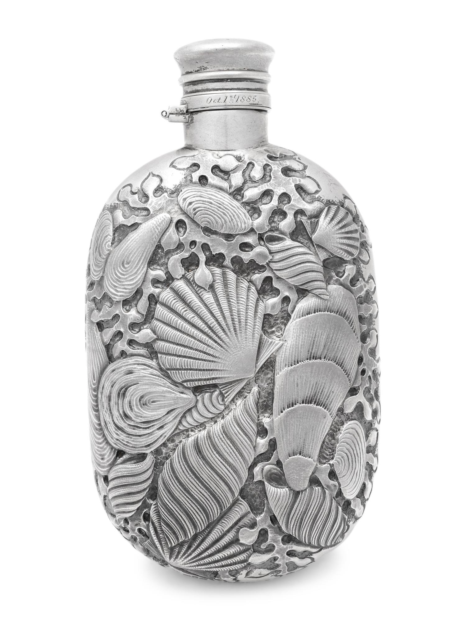 A Gorham Silver Sea Themed Flask