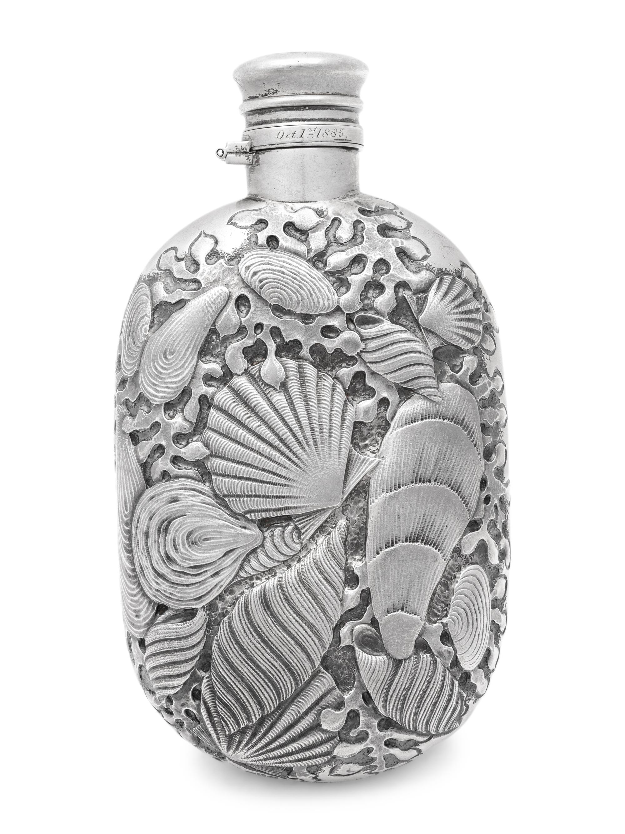 A Gorham Silver Sea Themed Flask