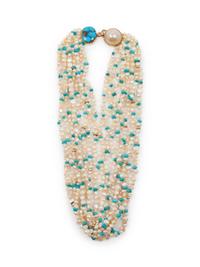 14k Gold, Pearl, and Turquoise Multi-Strand Necklace