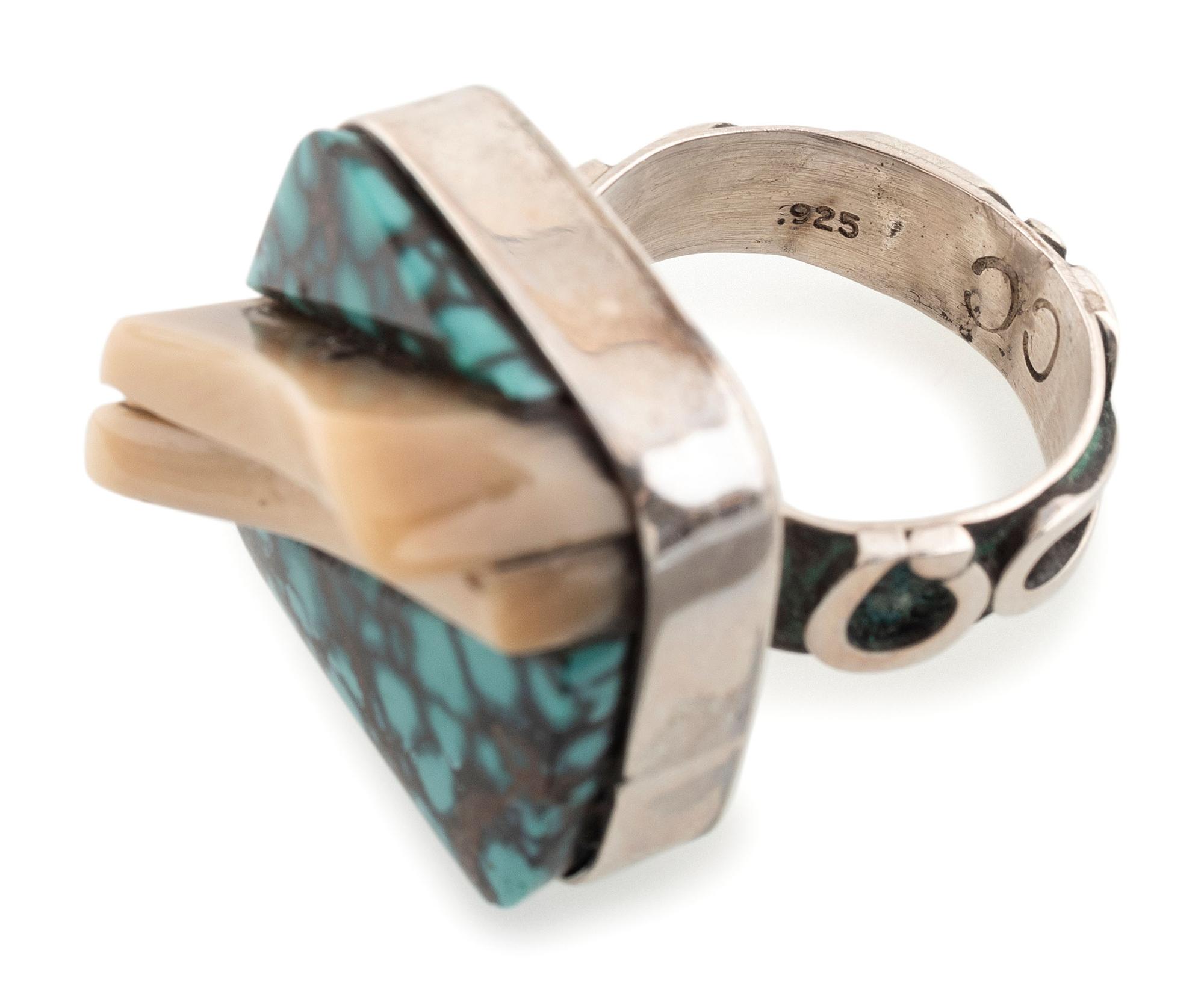 Zuni and Navajo Silver and Mosaic Inlay Rings and Pendant