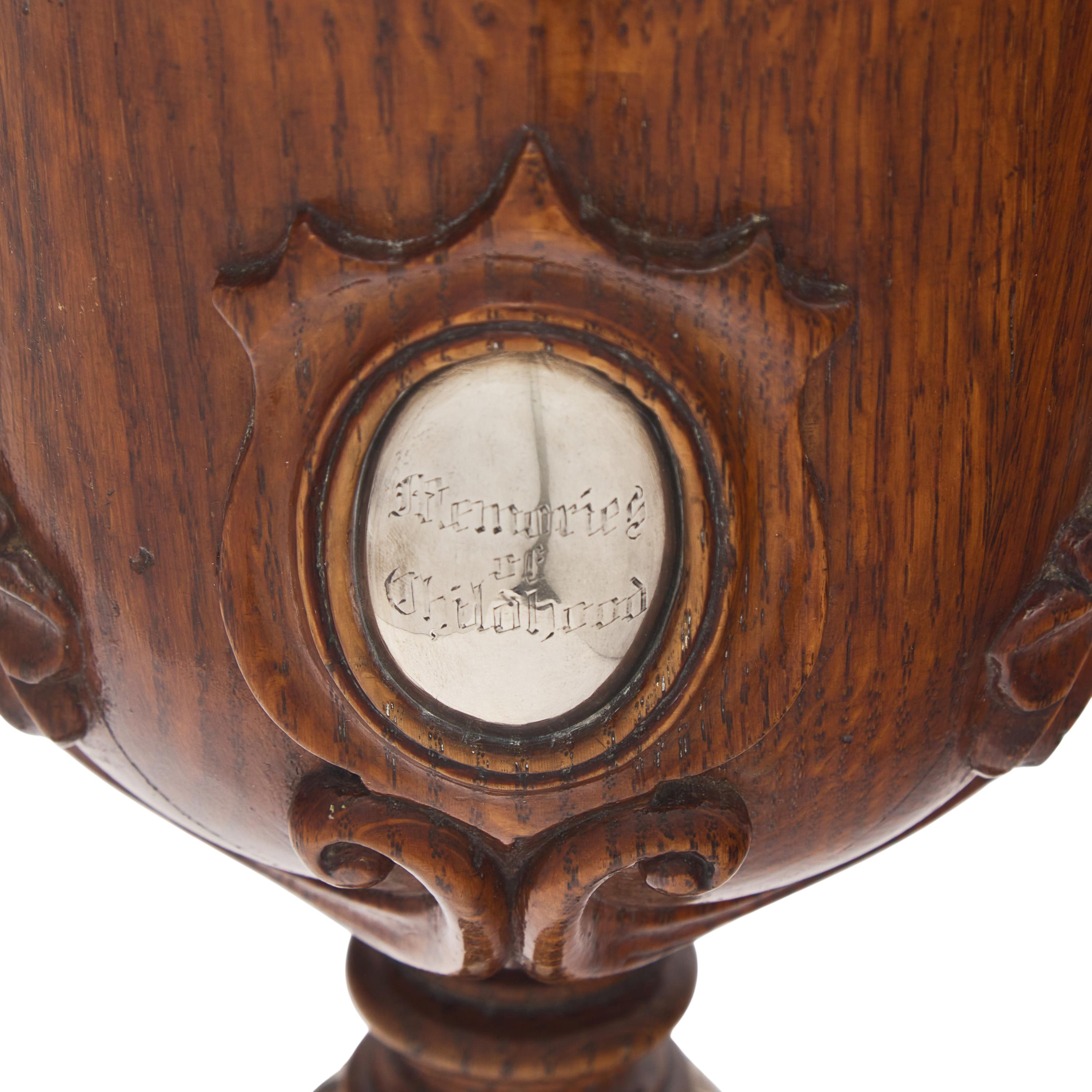 A Large Silver-Mounted Oak Presentation Goblet