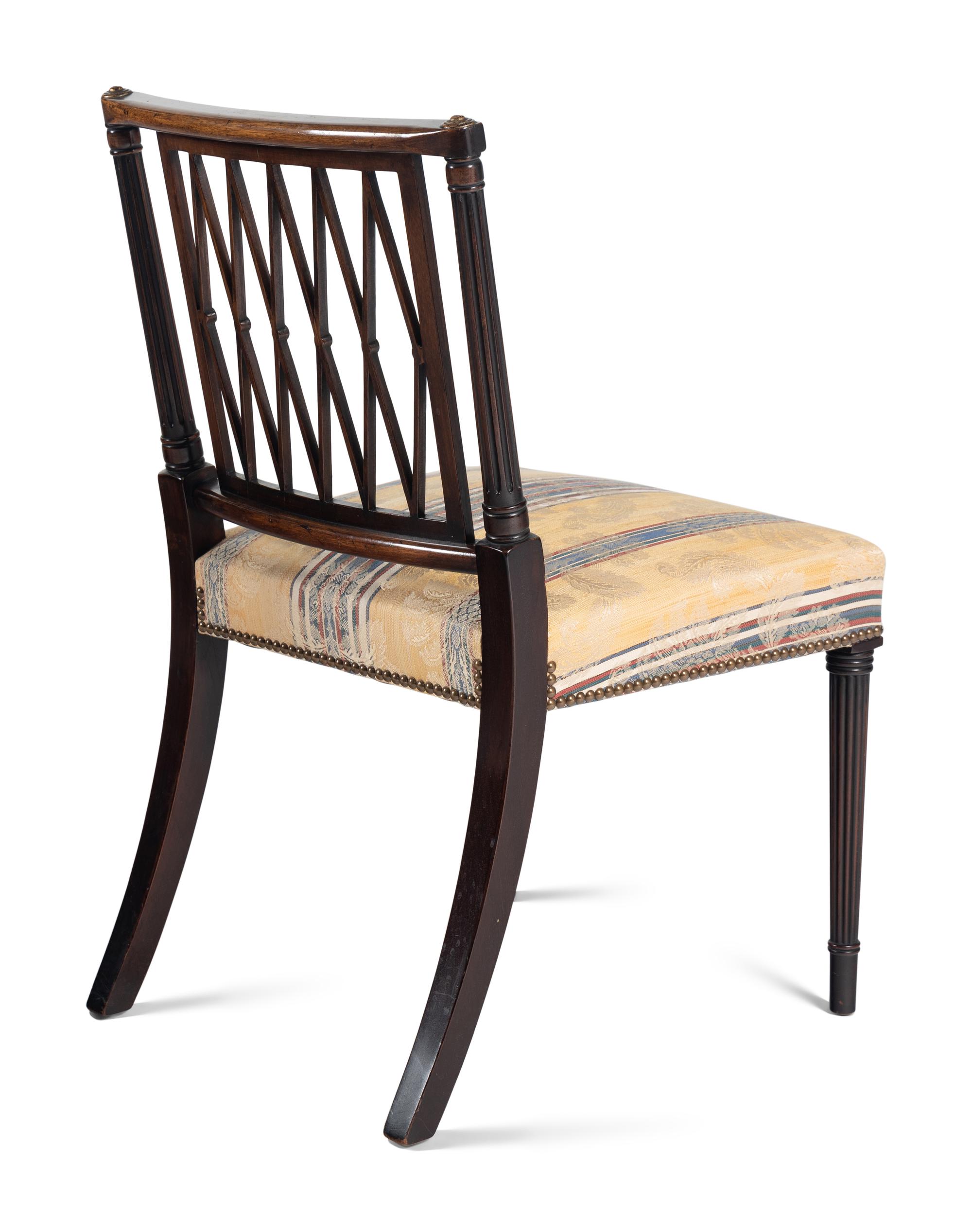 A Set of Ten George III Style Brass Mounted Mahogany Dining Chairs