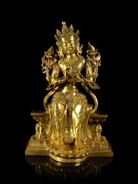 A Sino-Tibetan Gilt Bronze Figure of Maitreya Bodhisattva