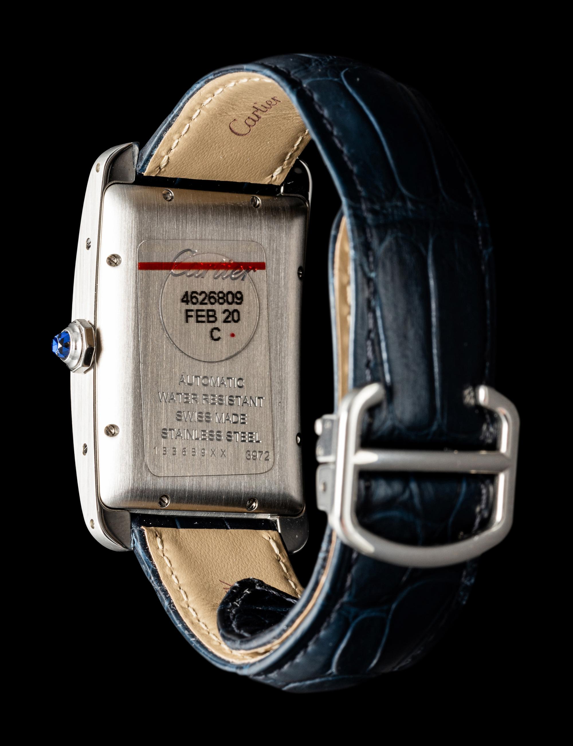 CARTIER, STAINLESS STEEL LARGE 'TANK AMÉRICAINE' AUTOMATIC WATCH