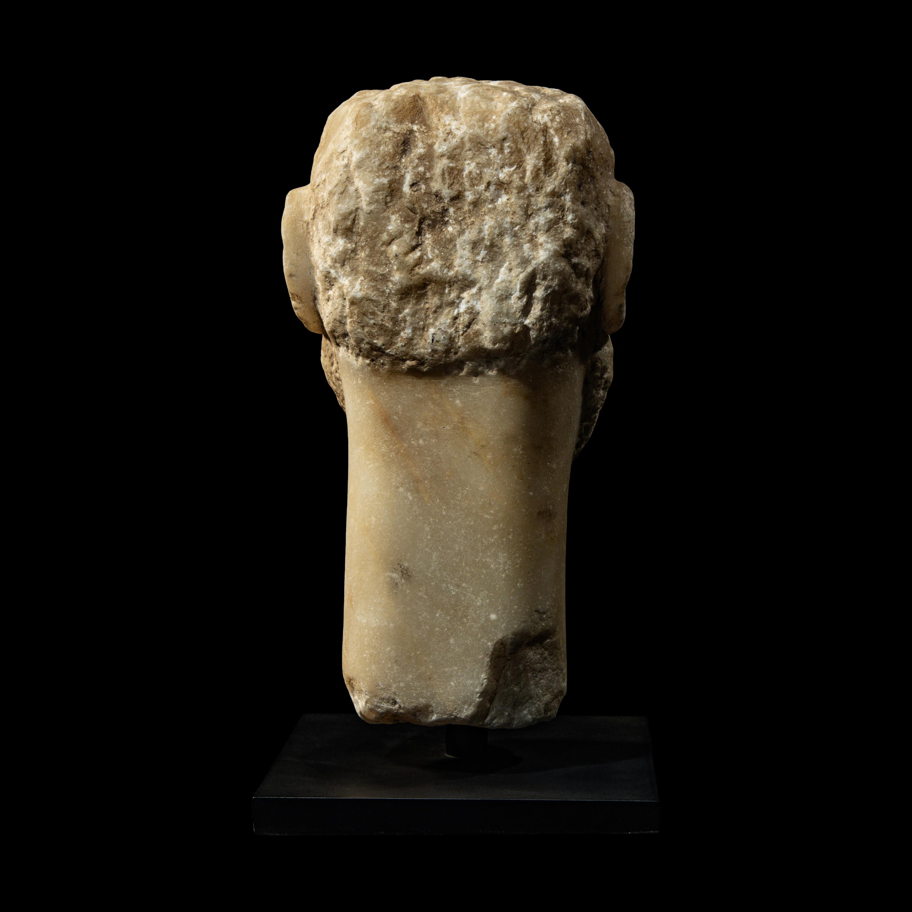 A South Arabian Alabaster Head of a Bearded Man