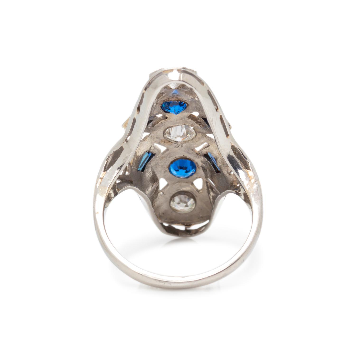 DIAMOND AND SYNTHETIC SAPPHIRE RING