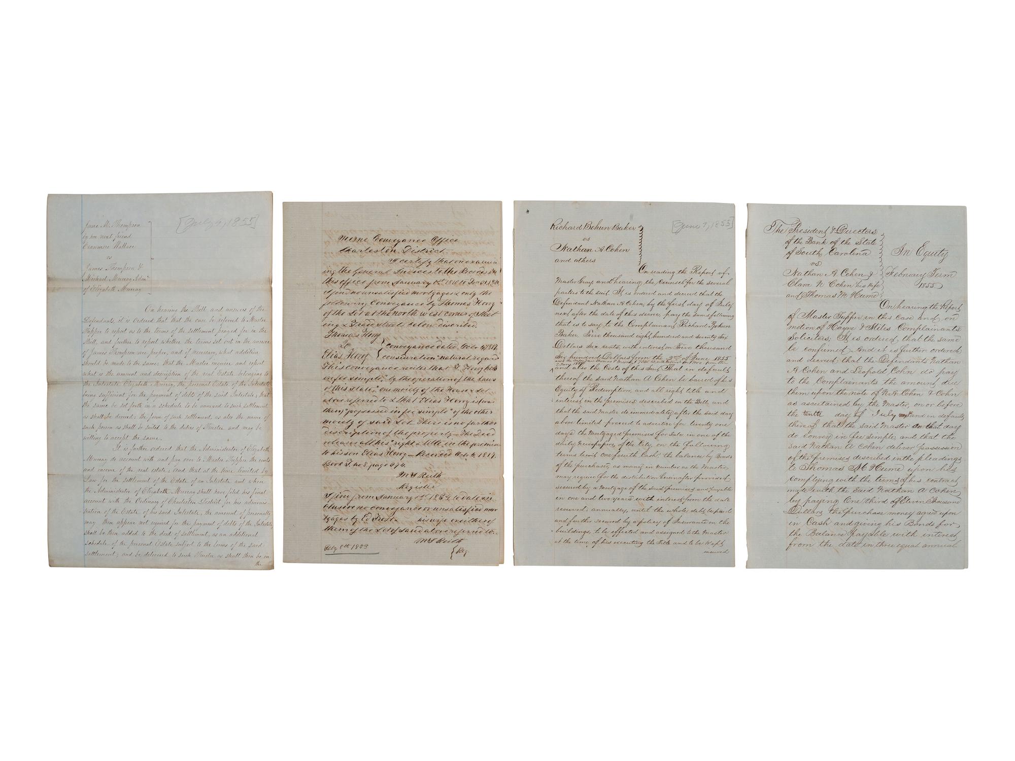 [SOUTH CAROLINA]. Group of 19th-century legal documents, including: