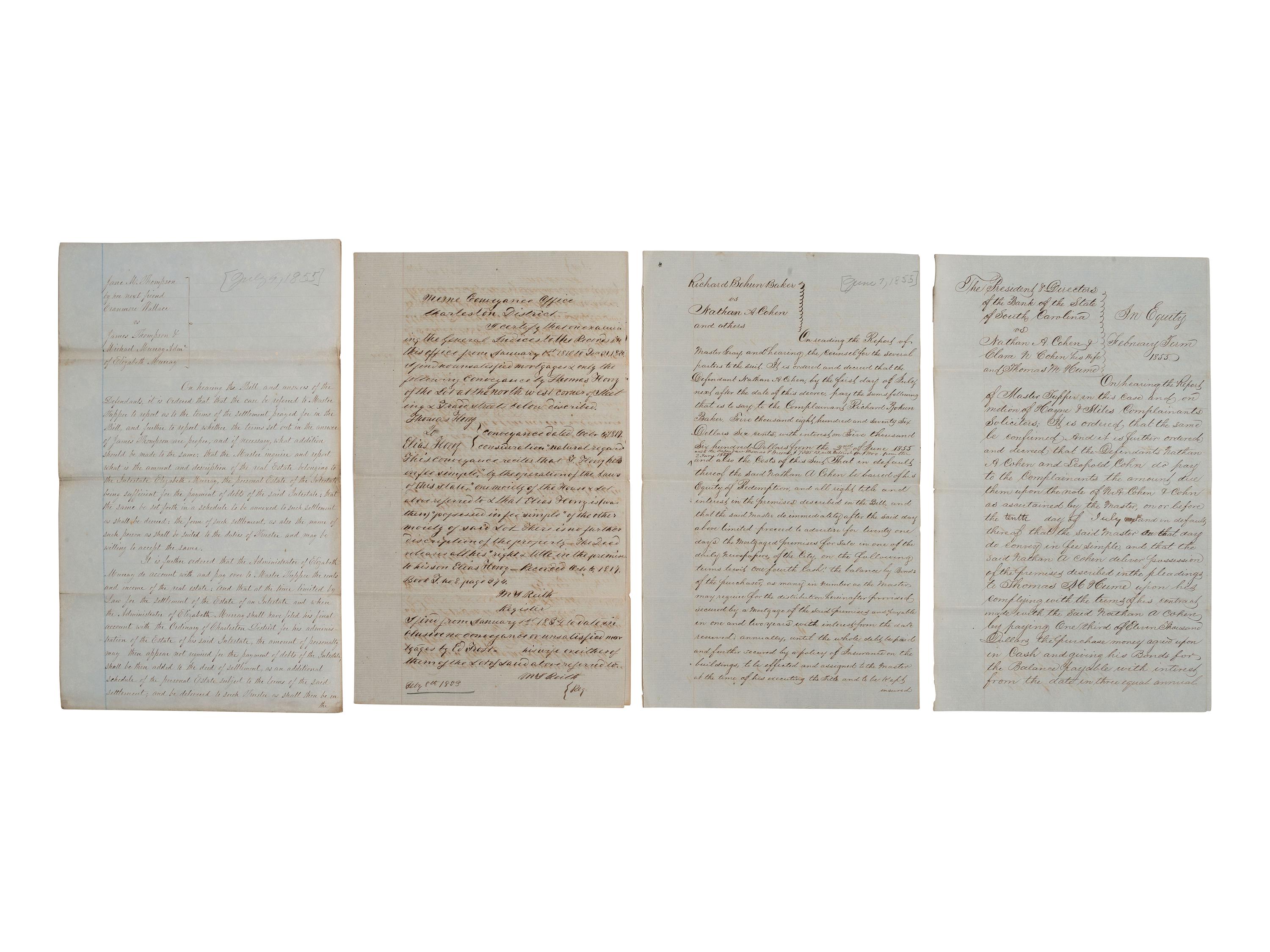 [SOUTH CAROLINA]. Group of 19th-century legal documents, including: