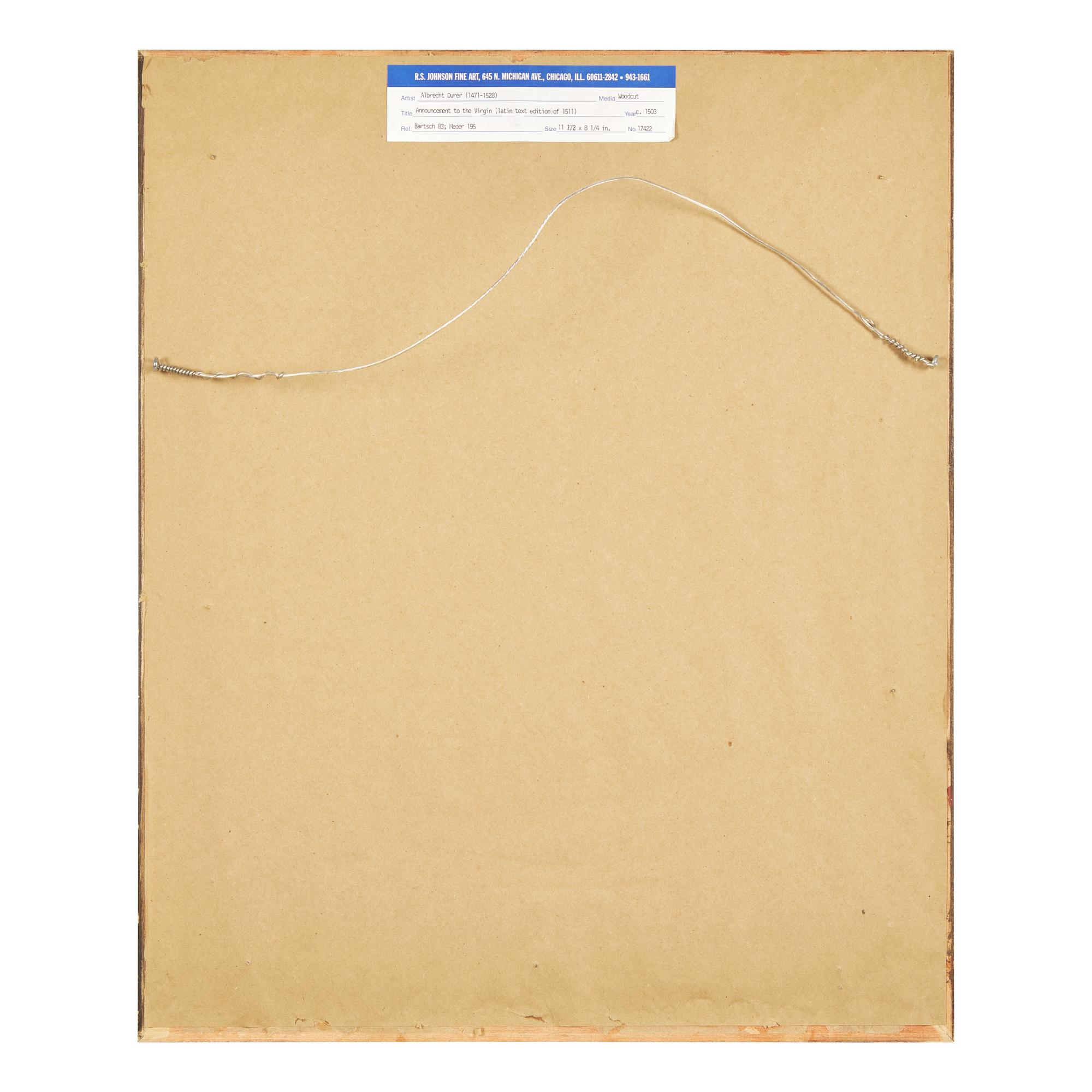 Albrecht Dürer (German, 1471–1528) — The Annunciation (from Life of the Virgin ), ca. 1503