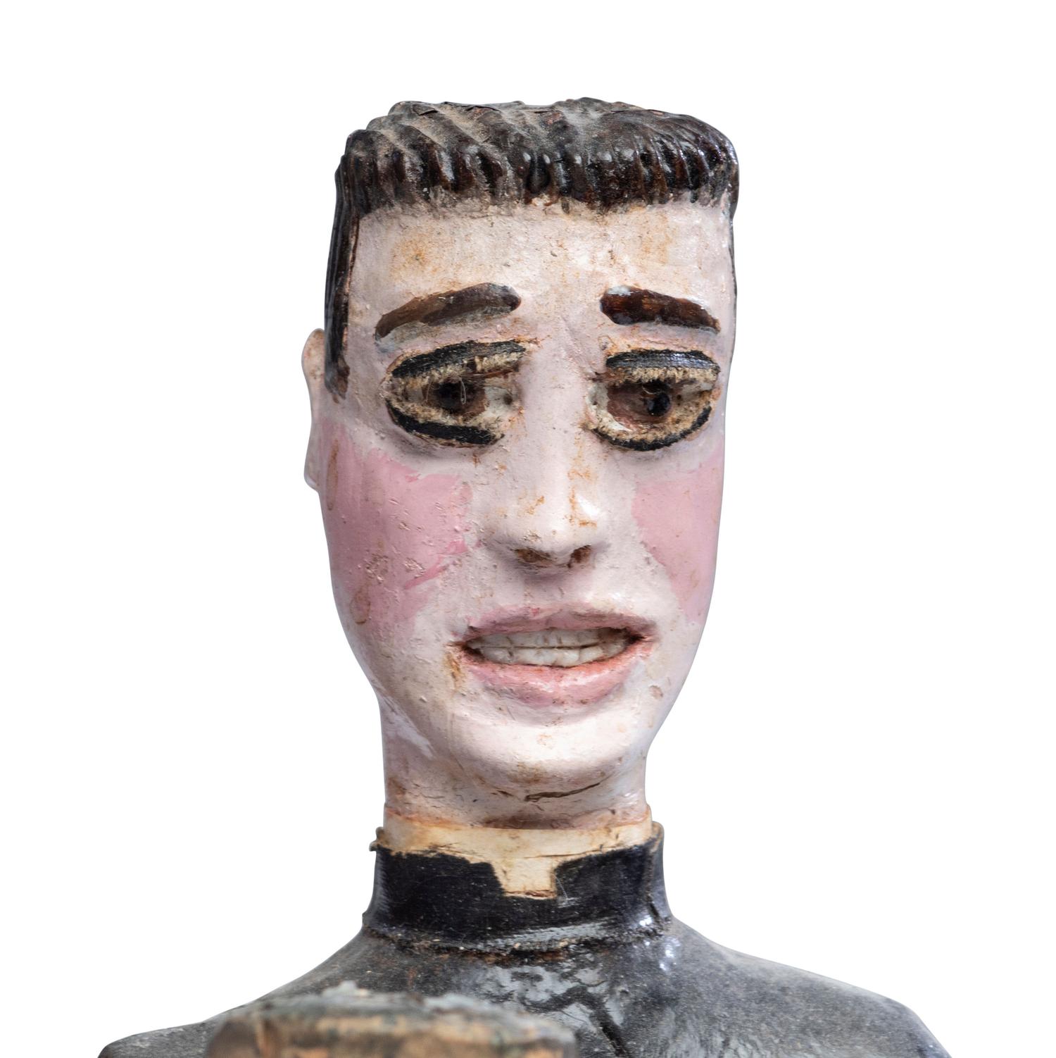 Seven Folk Art Carved and Painted Wood Figures