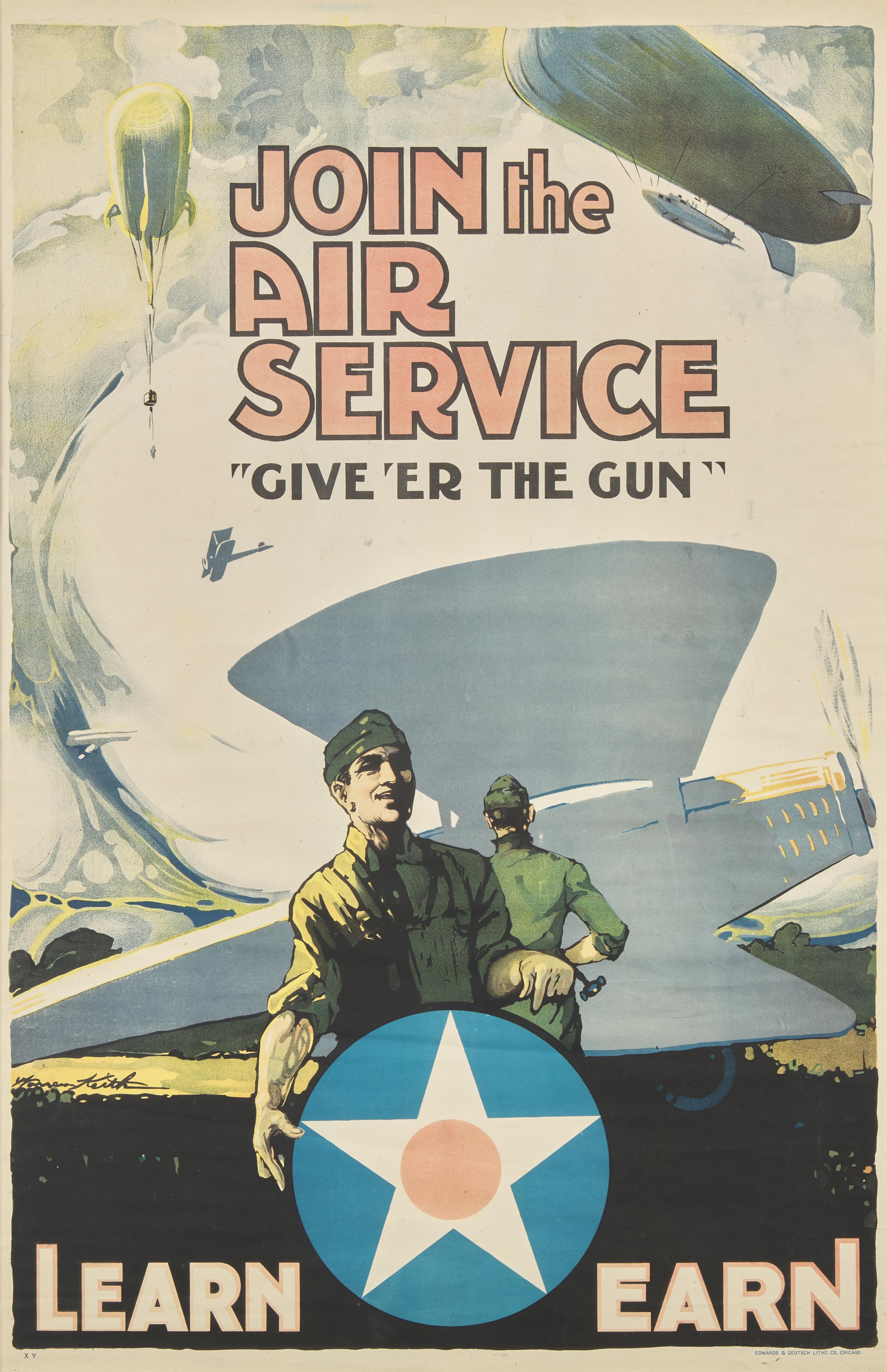 [Posters] Join the Air Service "Give 'Er the Gun"