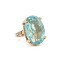 AQUAMARINE AND DIAMOND RING