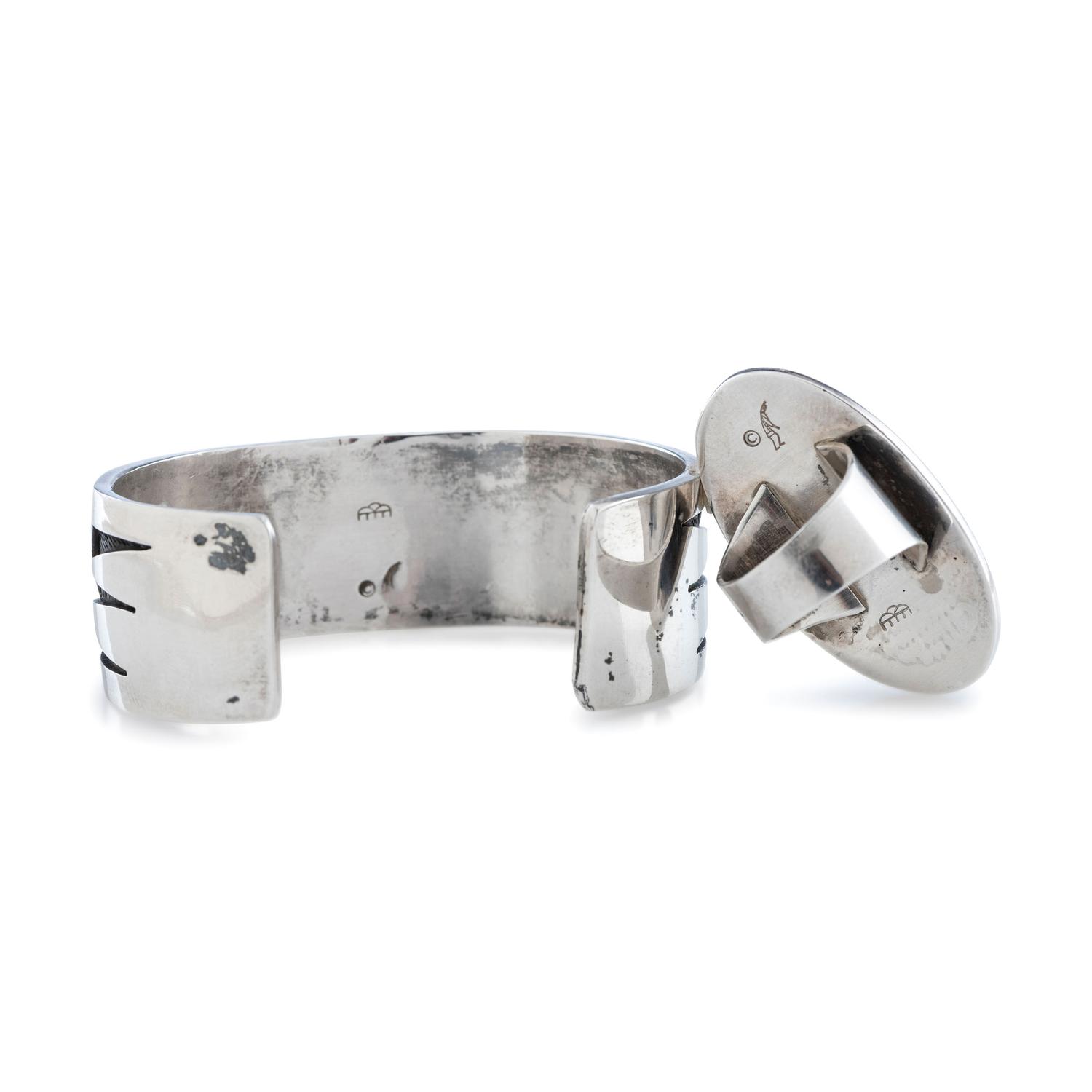Silver Overlay Cuff Bracelet and Ring