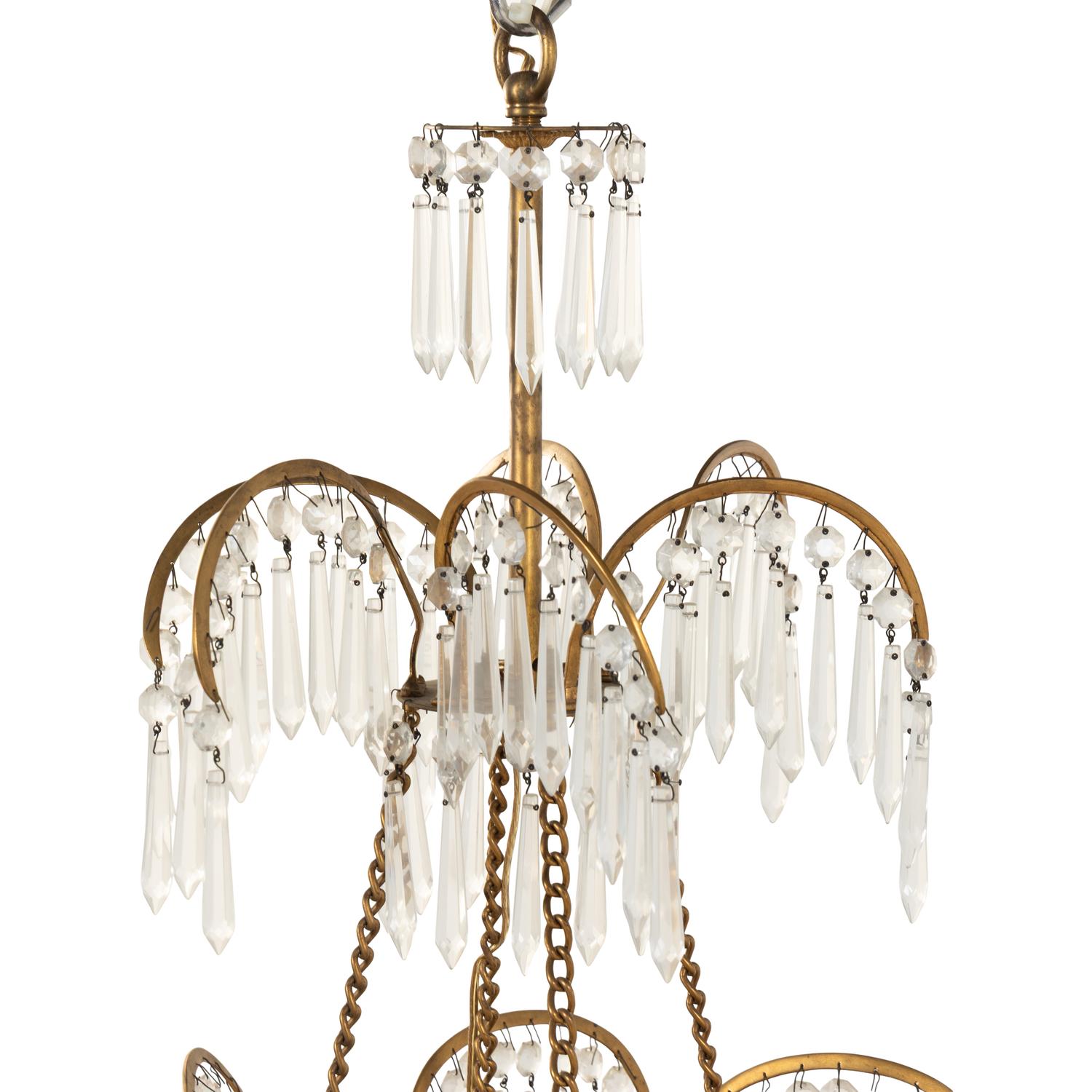 A Swedish Neoclassical Gilt Bronze and Cut-Glass Eight-Light Chandelier