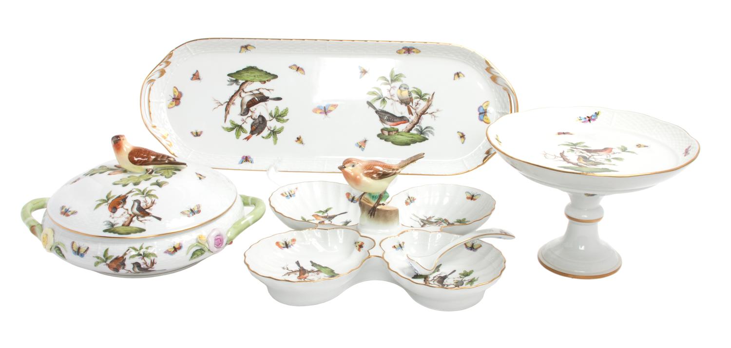 A Group of Four Herend Porcelain Serving Dishes Width of first 19 3/4 inches.