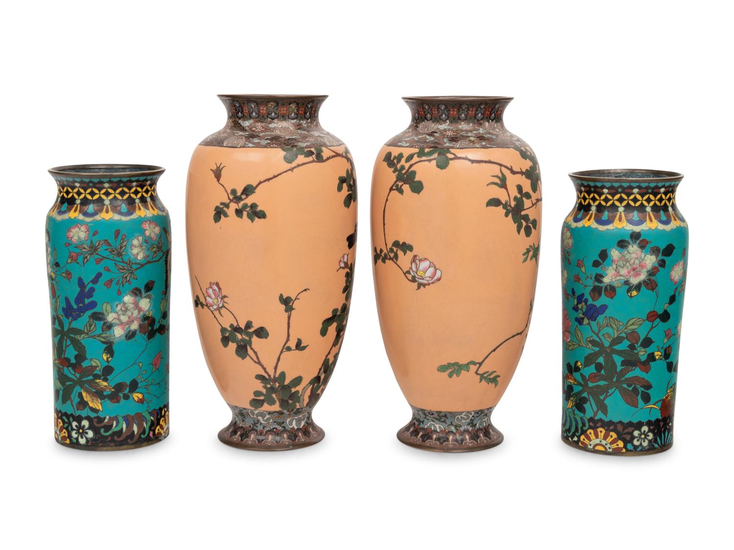 Two Pairs of Japanese Cloisonné Vases