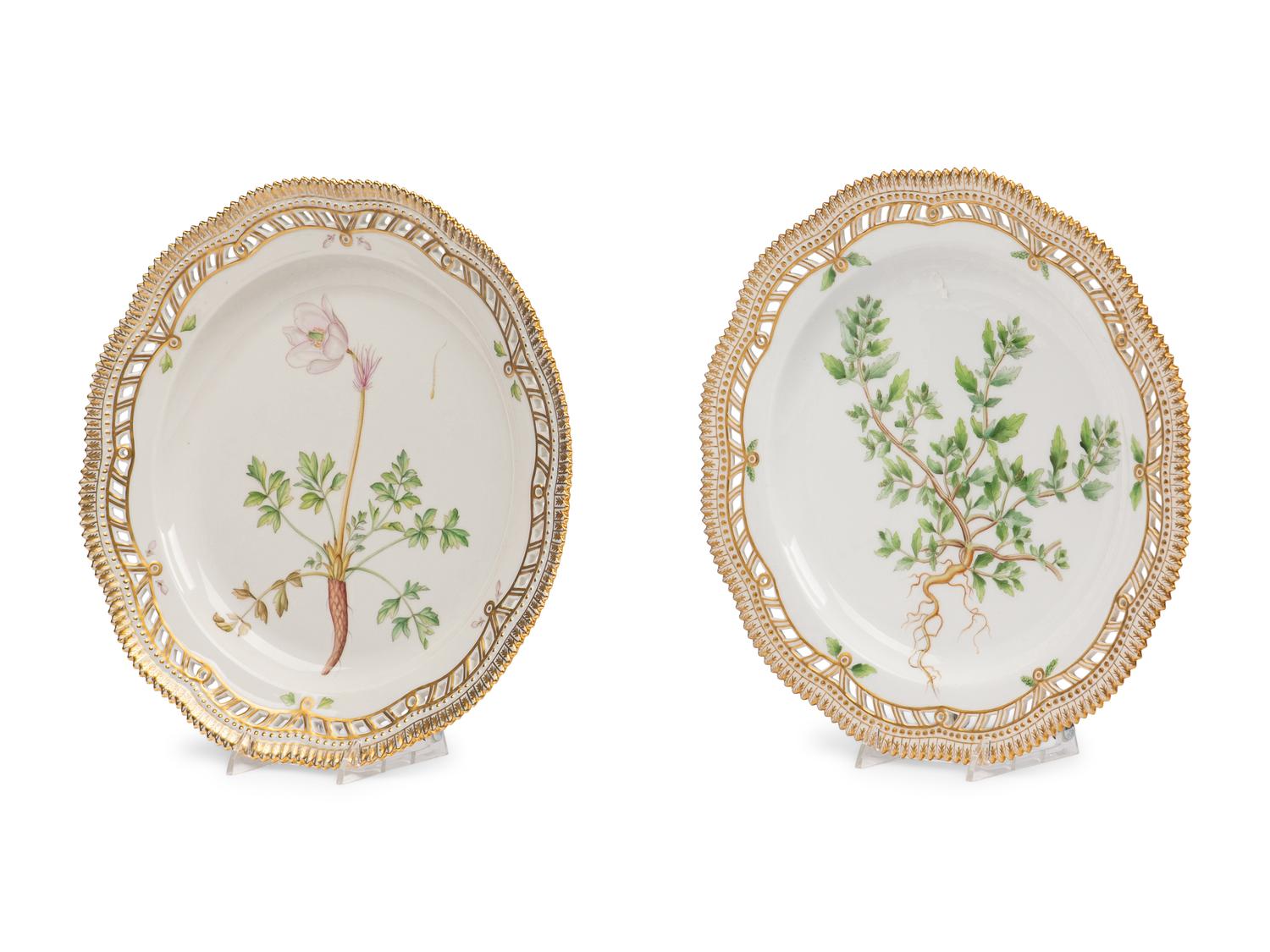Three Royal Copenhagen Flora Danica Porcelain Reticulated Platters