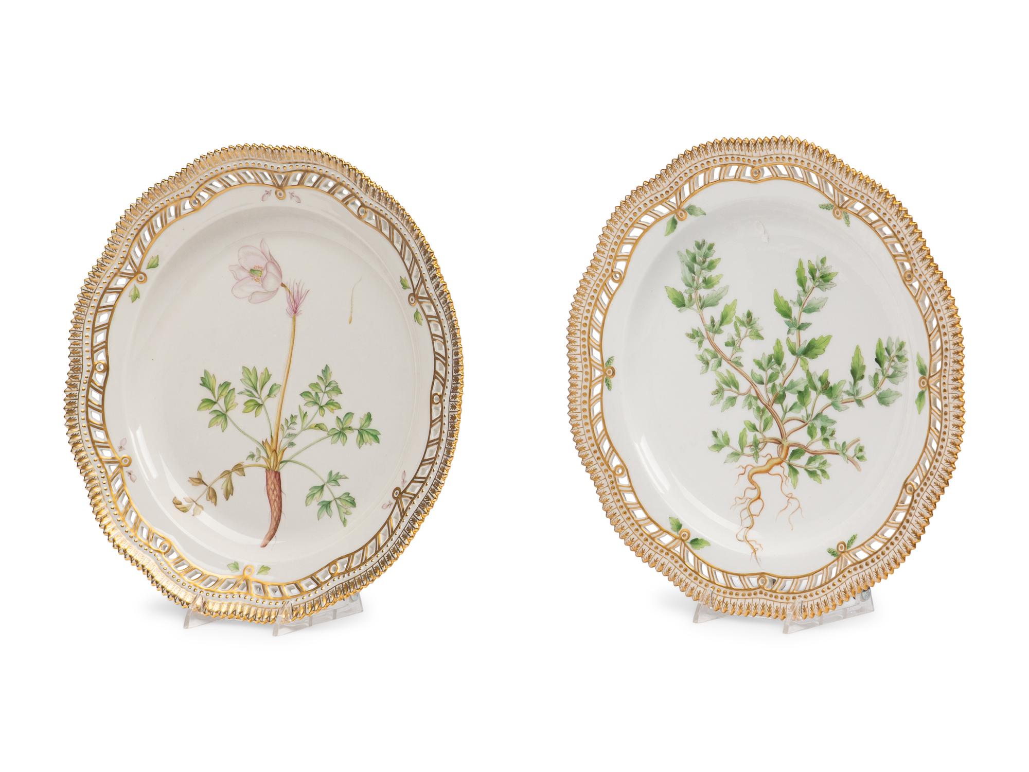 Three Royal Copenhagen Flora Danica Porcelain Reticulated Platters