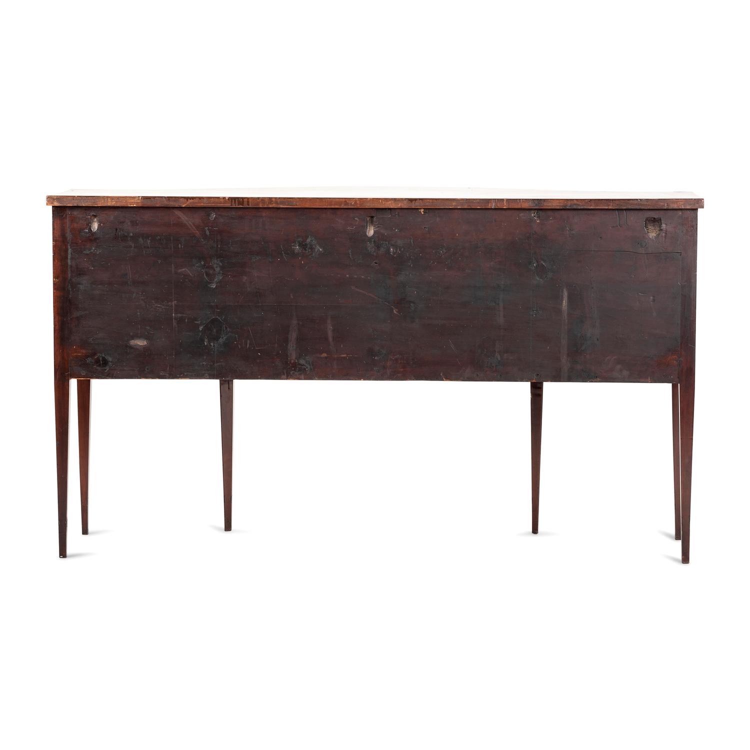 A Federal Marquetry Decorated Mahogany Serpentine-Front Sideboard