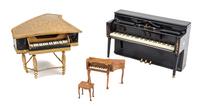 Three Models of Pianos Height of tallest 3 1/4 inches. — Various Makers