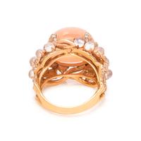 ORANGE CAT'S EYE MOONSTONE, DIAMOND AND MOONSTONE RING