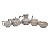 A Five-Piece Sterling Silver Coffee Service in the Persian Taste