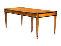 A Biedermeier Style Part-Ebonized Burlwood Dining Table