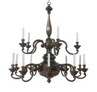 A Dutch Baroque Style Brass Chandelier