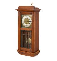 An Arts and Crafts Mahogany and Leaded Glass Wall Clock