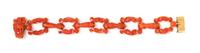 A Victorian 18 Karat Yellow Gold and Coral Bracelet, 19.20 dwts.