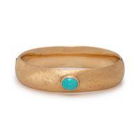 YELLOW GOLD AND SYNTHETIC TURQUOISE BANGLE BRACELET