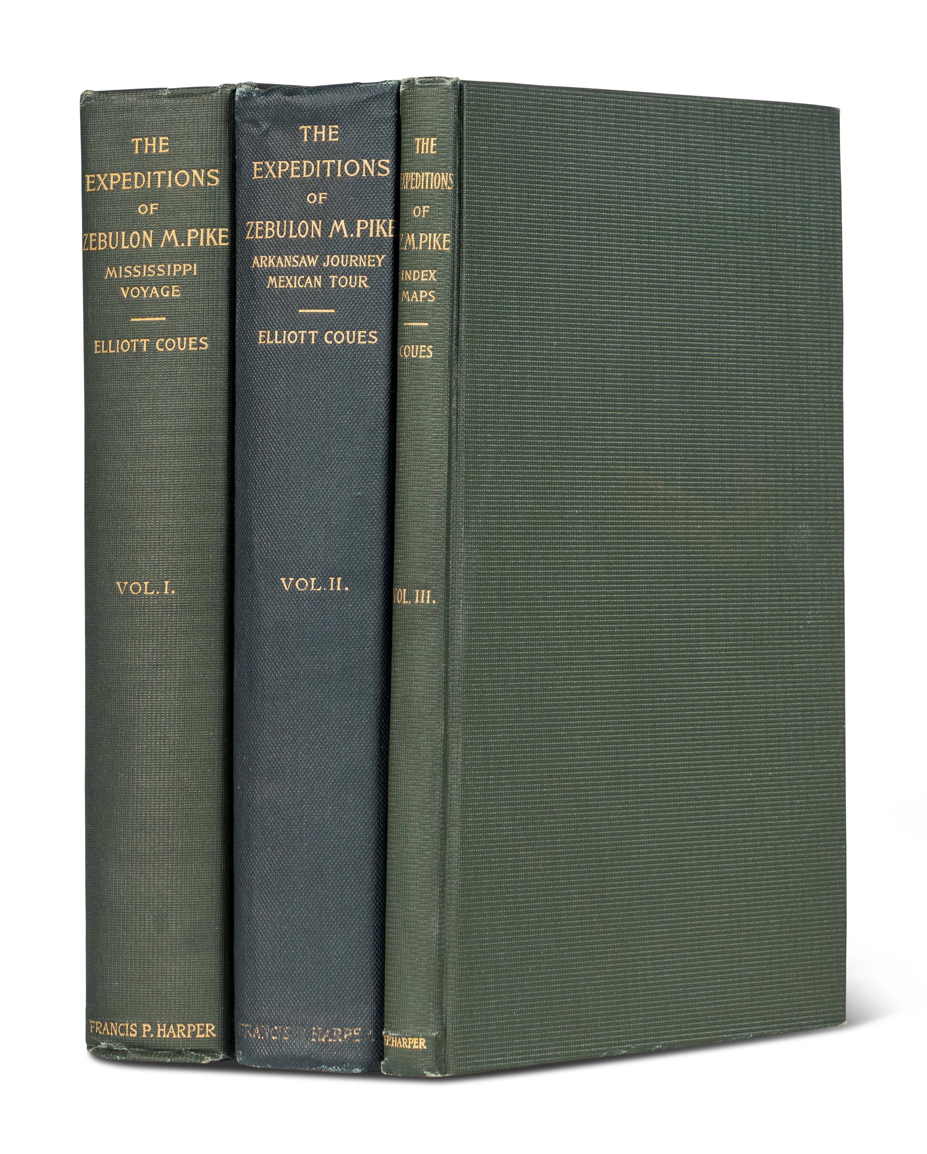 PIKE, Zebulon Montgomery (1779-1813). Elliott COUES, editor. The Expeditions of Zebulon Montgomery Pike, To Headwaters of the Mississippi River Through Louisiana Territory, and in New Spain, During the Years 1805-6-7 . New York: Francis P. Harper, 1895.