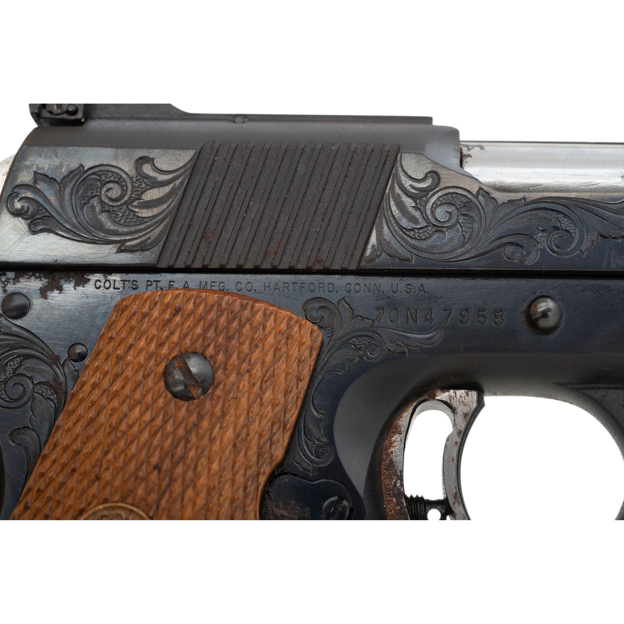 *2 of 2 Consecutively Numbered Colt Custom Shop Engraved Gold Cup National Match Pistol in Factory Box