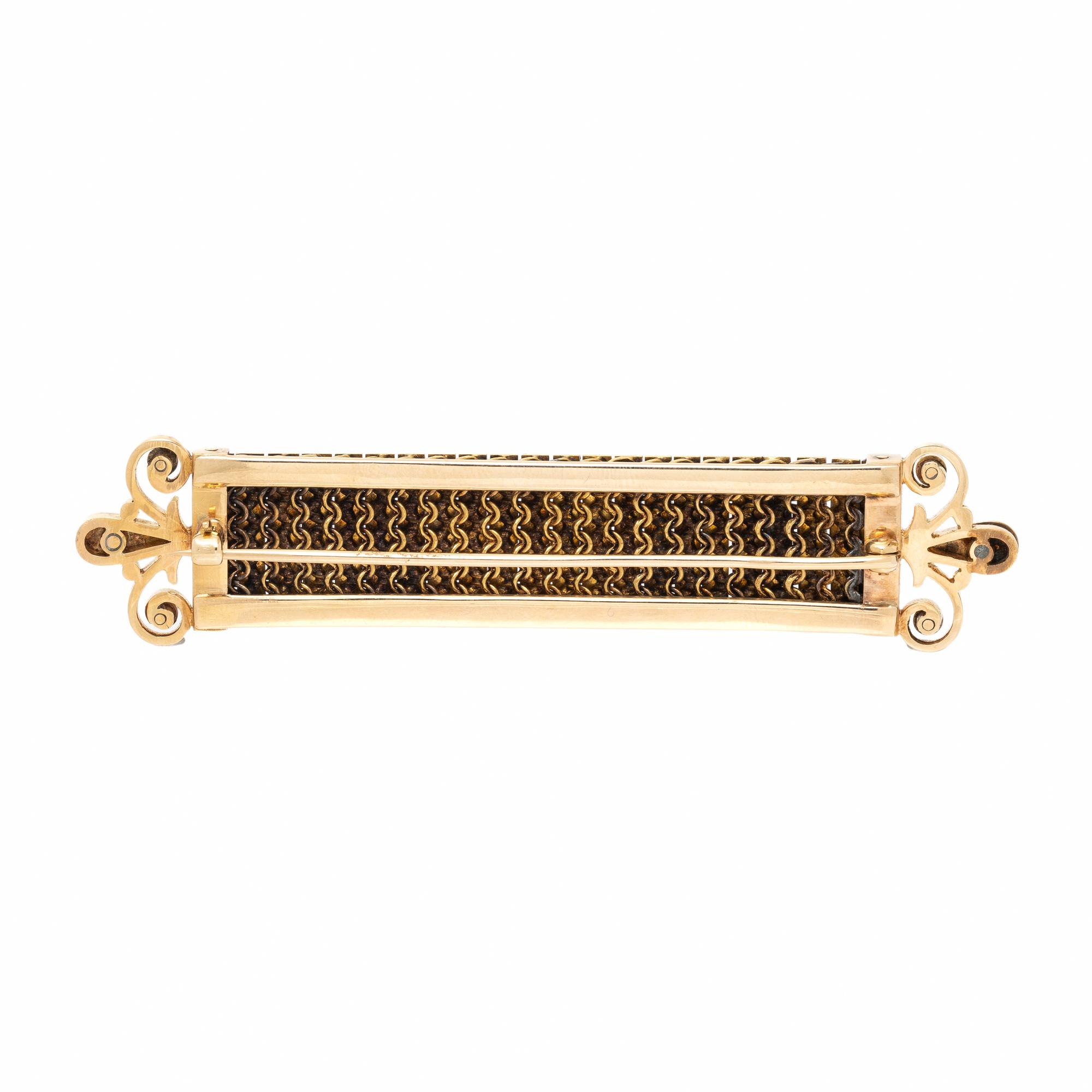 SEED PEARL AND YELLOW GOLD BROOCH