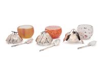 Three Buccellati Silver-Mounted Glass Jam Jars