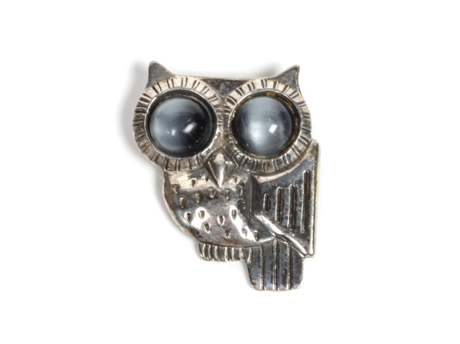 Mexican Silver and Agate Brooch, William Spratling (1900-1967) Height 2 1/4 inches — 1940-1942