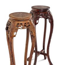 A Pair of Chinese Carved Hardwood Pedestals